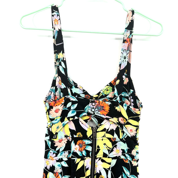 Volcom size Small black floral‎ sleeveless dress with cutouts mini dress - Picture 4 of 8
